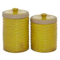 Best deal 🧨 Yellow Ceramic Farmhouse Decorative Jar Set by Ivory and Iris ⌛