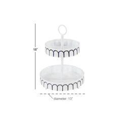 New ⌛ White Iron Farmhouse 2 Tier Tray Cupcake Stand by Ivory and Iris ⭐ -Cheap Ivory and Iris Store D401760S 6
