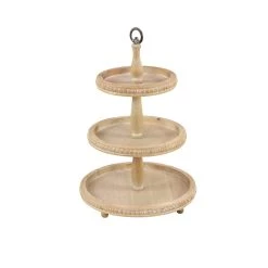 Discount 🔥 Light Brown Wood Natural 3 Tier Tray Stand by Ivory and Iris 👍