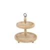 New 💯 Light Brown Wood Natural 2 Tier Tray Stand by Ivory and Iris 🌟