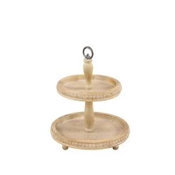 New π― Light Brown Wood Natural 2 Tier Tray Stand by Ivory and Iris π
