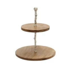 Coupon 🌟 Brown Wood Natural 2 Tier Tray Stand by Ivory and Iris ⭐
