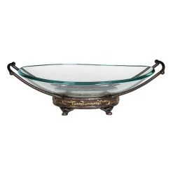 Best reviews of 💯 Gold Glass and Metal Traditional Serving Bowl, 5" x 17" x 11" by Ivory and Iris 🎉