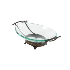 Best reviews of 💯 Gold Glass and Metal Traditional Serving Bowl, 5" x 17" x 11" by Ivory and Iris 🎉 -Cheap Ivory and Iris Store D401805S 5