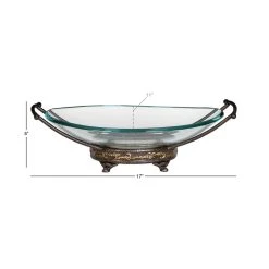Best reviews of 💯 Gold Glass and Metal Traditional Serving Bowl, 5" x 17" x 11" by Ivory and Iris 🎉 -Cheap Ivory and Iris Store D401805S 8