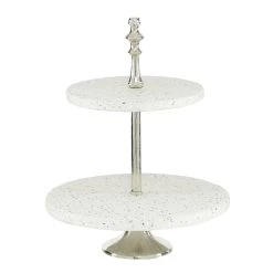 Brand new 👏 White Stoneware & Aluminum 2 Tier Tray Stand by Ivory and Iris 😉