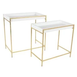 Discount ✨ Set of 2 Gold Metal Contemporary Console Table, 22", 20" by Ivory and Iris 🎉