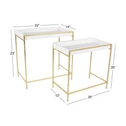 Discount ✨ Set of 2 Gold Metal Contemporary Console Table, 22", 20" by Ivory and Iris 🎉 -Cheap Ivory and Iris Store D401817S 7