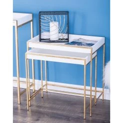 Discount ✨ Set of 2 Gold Metal Contemporary Console Table, 22", 20" by Ivory and Iris 🎉 -Cheap Ivory and Iris Store D401817S 8