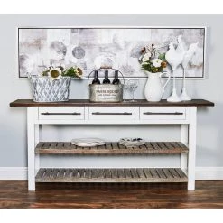 Best reviews of 💯 White Farmhouse Wood Console Table, 32" x 71" by Ivory and Iris 👏 -Cheap Ivory and Iris Store D401819S 11