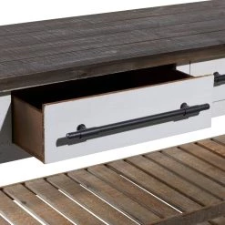 Best reviews of 💯 White Farmhouse Wood Console Table, 32" x 71" by Ivory and Iris 👏 -Cheap Ivory and Iris Store D401819S 5