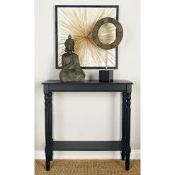 Hot Sale ✔️ Black Traditional Wood Console Table, 32" x 32" by Ivory and Iris 🧨 -Cheap Ivory and Iris Store D401820S 6