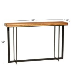 Best deal ⭐ Brown Wood Industrial Console Table, 52" x 33" by Ivory and Iris ⌛ -Cheap Ivory and Iris Store D401821S 6