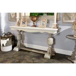 Hot Sale 😉 White Traditional Wood Console Table, 30" x 59" by Ivory and Iris 🥰 -Cheap Ivory and Iris Store D401824S 10