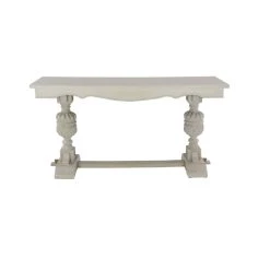 Hot Sale 😉 White Traditional Wood Console Table, 30" x 59" by Ivory and Iris 🥰 -Cheap Ivory and Iris Store D401824S 4