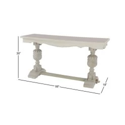 Hot Sale 😉 White Traditional Wood Console Table, 30" x 59" by Ivory and Iris 🥰 -Cheap Ivory and Iris Store D401824S 9