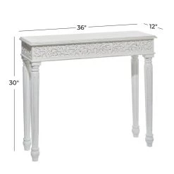 Coupon 🛒 White Farmhouse Mango Wood Console Table, 30" x 36" by Ivory and Iris ⭐ -Cheap Ivory and Iris Store D401831S 7