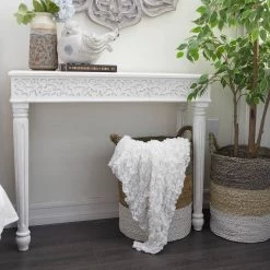 Coupon 🛒 White Farmhouse Mango Wood Console Table, 30" x 36" by Ivory and Iris ⭐ -Cheap Ivory and Iris Store D401831S 8