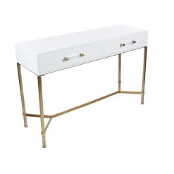 Best Pirce 🎉 White Glam Metal Console Table, 31" x 47" by Ivory and Iris 😀