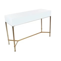 Best Pirce 🎉 White Glam Metal Console Table, 31" x 47" by Ivory and Iris 😀 -Cheap Ivory and Iris Store D401841S 3