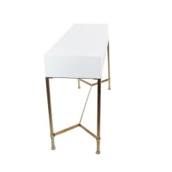 Best Pirce 🎉 White Glam Metal Console Table, 31" x 47" by Ivory and Iris 😀 -Cheap Ivory and Iris Store D401841S 4