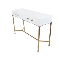 Best Pirce 🎉 White Glam Metal Console Table, 31" x 47" by Ivory and Iris 😀 -Cheap Ivory and Iris Store D401841S 5