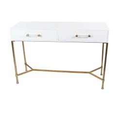 Best Pirce 🎉 White Glam Metal Console Table, 31" x 47" by Ivory and Iris 😀 -Cheap Ivory and Iris Store D401841S 6