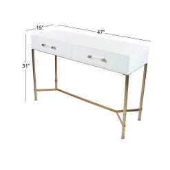Best Pirce 🎉 White Glam Metal Console Table, 31" x 47" by Ivory and Iris 😀 -Cheap Ivory and Iris Store D401841S 8
