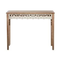 New 🎁 Brown Farmhouse Wood Console Table, 32" x 40" by Ivory and Iris 👍 -Cheap Ivory and Iris Store D401855S 4