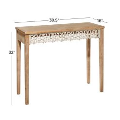 New 🎁 Brown Farmhouse Wood Console Table, 32" x 40" by Ivory and Iris 👍 -Cheap Ivory and Iris Store D401855S 5
