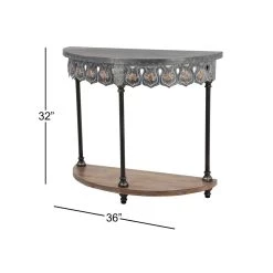 Best Pirce 😍 Grey Farmhouse Metal Console Table, 32" x 36" by Ivory and Iris 🥰 -Cheap Ivory and Iris Store D401861S 7