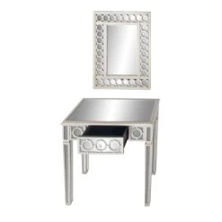 Promo 😉 Set of 2 Grey Wood Glam Console Table, 31" x 31" by Ivory and Iris 🎁 -Cheap Ivory and Iris Store D401865S 7