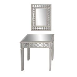 Promo 😉 Set of 2 Grey Wood Glam Console Table, 31" x 31" by Ivory and Iris 🎁 -Cheap Ivory and Iris Store D401865S 8