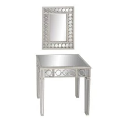 Promo 😉 Set of 2 Grey Wood Glam Console Table, 31" x 31" by Ivory and Iris 🎁 -Cheap Ivory and Iris Store D401865S 9