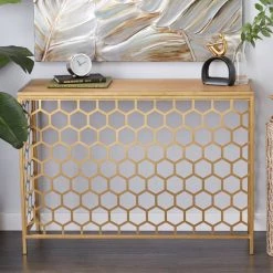 Deals 🔥 Gold Metal Contemporary Console Table 30" x 42" x 14" by Ivory and Iris 👍 -Cheap Ivory and Iris Store D401871S 8