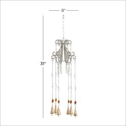 Discount ✨ 31" Silver Metal Eclectic Windchime by Ivory and Iris 🌟 -Cheap Ivory and Iris Store D403363S 4