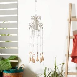 Discount ✨ 31" Silver Metal Eclectic Windchime by Ivory and Iris 🌟 -Cheap Ivory and Iris Store D403363S 5