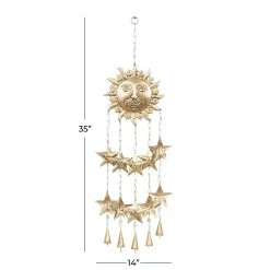 Best deal ✔️ 35" Gold Sun & Stars Metal Eclectic Windchime by Ivory and Iris ❤️ -Cheap Ivory and Iris Store D403369S 6