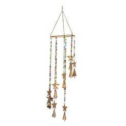Cheapest 🎉 26" Gold Star Metal & Bead Eclectic Windchime by Ivory and Iris ❤️
