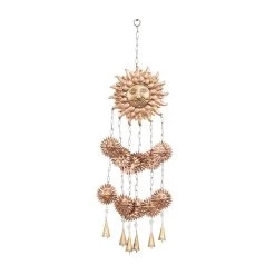 New 🔔 35" Gold Metal Sun Eclectic Windchime by Ivory and Iris ⌛