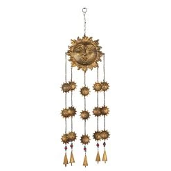 New 🌟 37" Brass Metal Sun Eclectic Windchime by Ivory and Iris ✔️