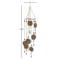 Best deal ⌛ 36" Brass Metal Sun in Splendor Eclectic Windchime by Ivory and Iris 🔔 -Cheap Ivory and Iris Store D403386S 3