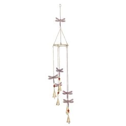 Coupon π 39" Gold & Pink Metal Eclectic Dragonfly Wind Chime by Ivory and Iris π