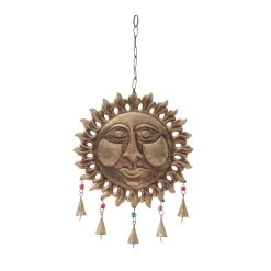 New 🔥 19" Brown Metal Eclectic Sun Wind Chime by Ivory and Iris 🧨