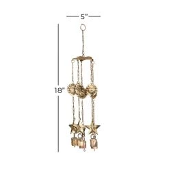 Brand new 😀 18" Brass Metal Eclectic Sun & Stars Wind Chime by Ivory and Iris ✔️ -Cheap Ivory and Iris Store D403418S 5