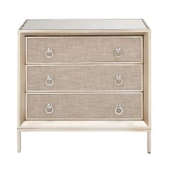 Best Sale ✨ Beige Linen and Wood Glam Chest, 32" x 32" x 16" by Ivory and Iris 😀