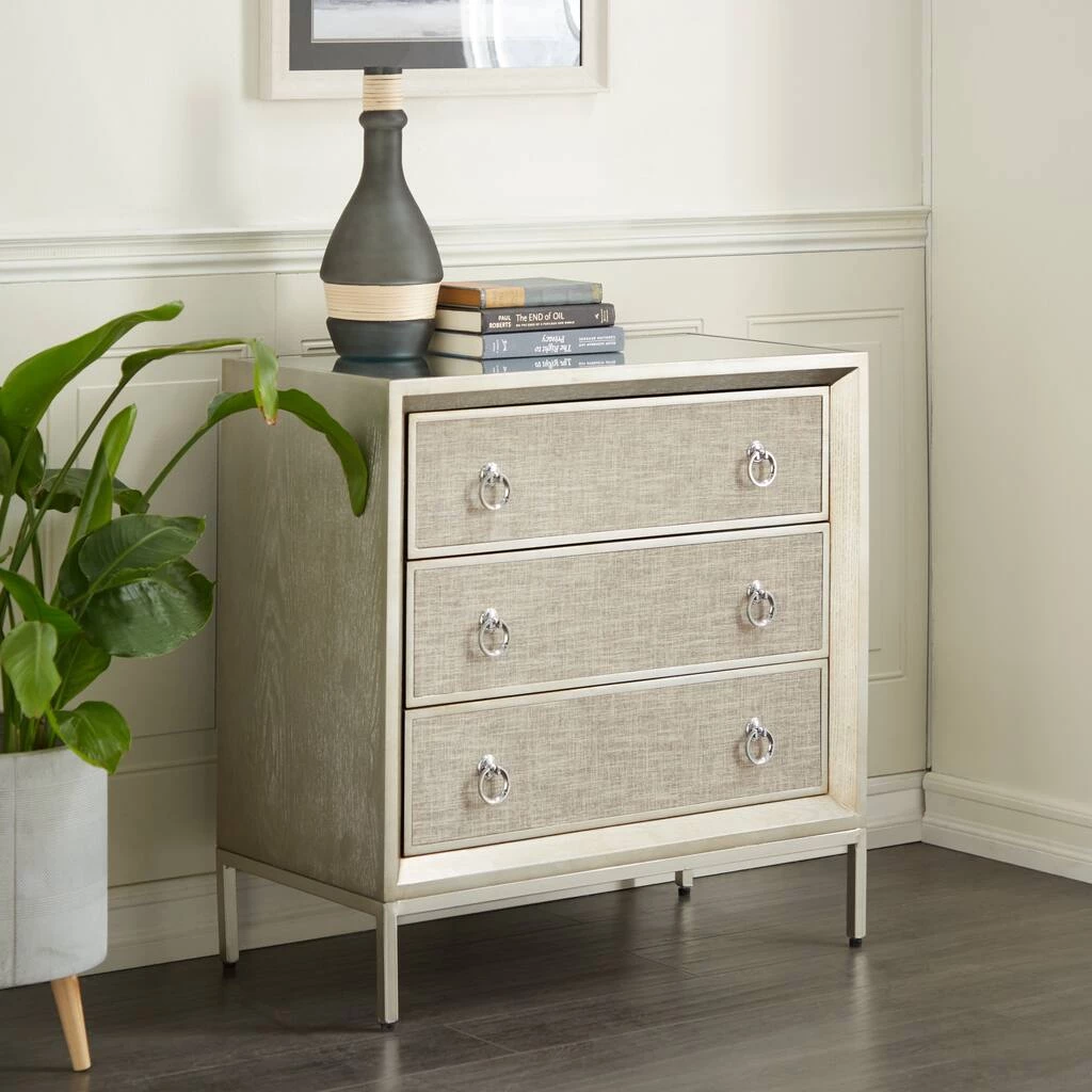 Best Sale β¨ Beige Linen and Wood Glam Chest, 32" x 32" x 16" by Ivory and Iris π 10 Best Sale β¨ Beige Linen and Wood Glam Chest, 32" x 32" x 16" by Ivory and Iris π - Image 10