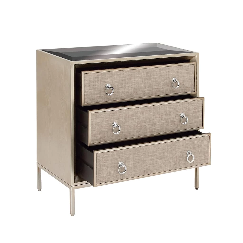 Best Sale β¨ Beige Linen and Wood Glam Chest, 32" x 32" x 16" by Ivory and Iris π 2 Best Sale β¨ Beige Linen and Wood Glam Chest, 32" x 32" x 16" by Ivory and Iris π - Image 2