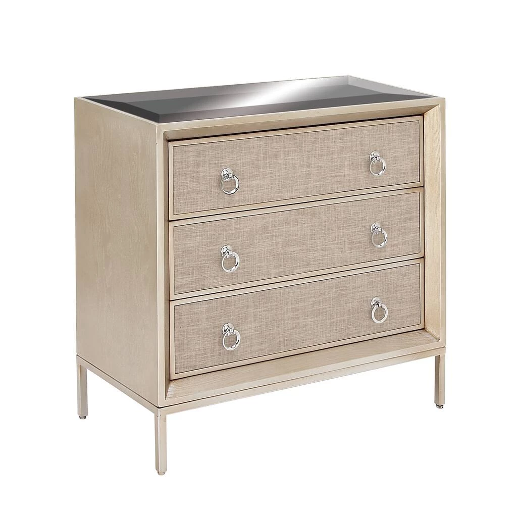 Best Sale β¨ Beige Linen and Wood Glam Chest, 32" x 32" x 16" by Ivory and Iris π 3 Best Sale β¨ Beige Linen and Wood Glam Chest, 32" x 32" x 16" by Ivory and Iris π - Image 3