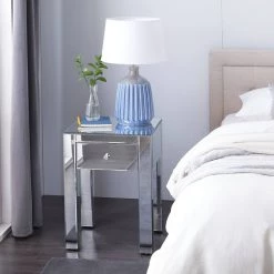 Wholesale ✨ Clear Glam Wood Accent Table, 27" x 20" by Ivory and Iris 🌟 -Cheap Ivory and Iris Store D404612S 8